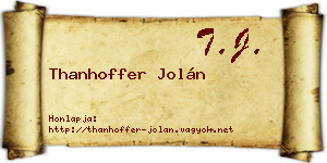 Thanhoffer Jolán névjegykártya